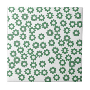 Green Flower Y2K Pattern Ceramic Tile