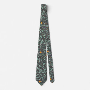 Green Flowering Plants Pattern.x4 D Grey BG Neck Tie