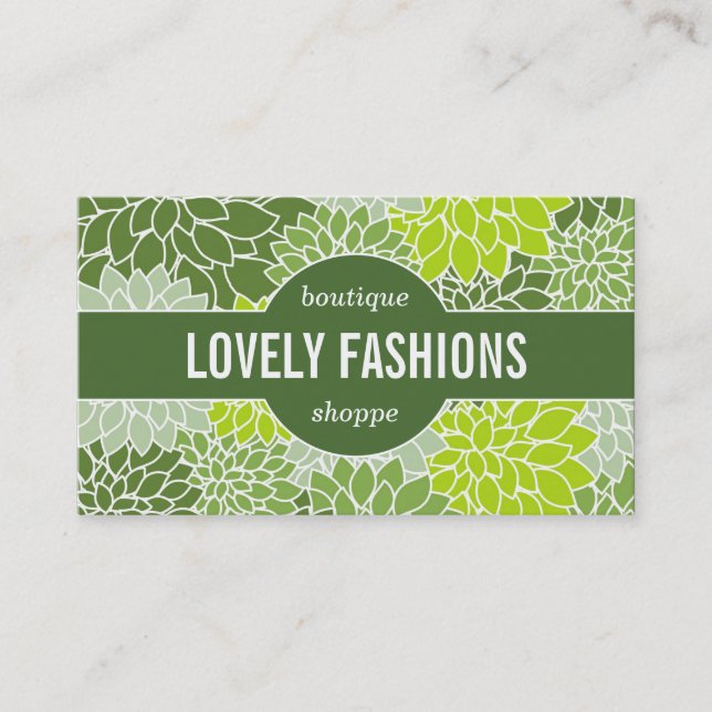 Green Flowers Business Card (Front)