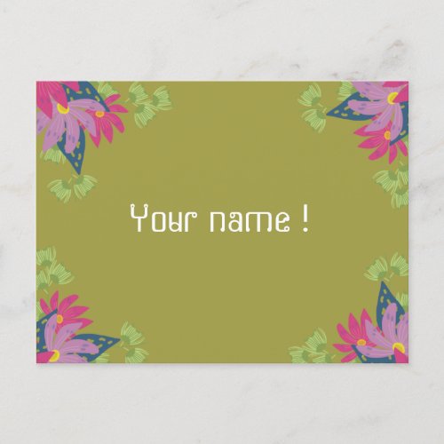 green flowers chic custom colorful invitation postcard