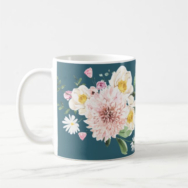 Green, Flowers Coffee Tee Mug Drinkware (Left)