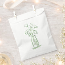 Green Flowers | Minimal Hand-Drawn Botanical Favor