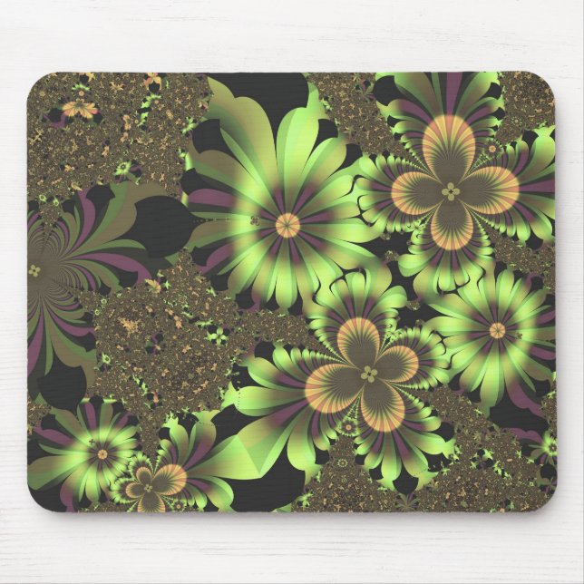 Green Flowers Mouse Pad (Front)