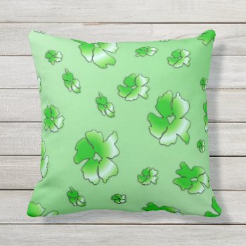 Green Flowers Outdoor Pillow