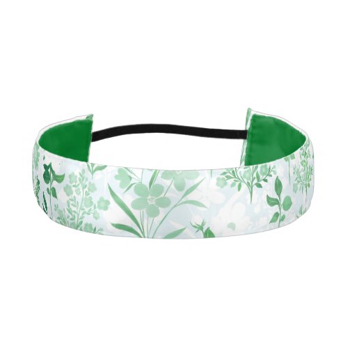 Green Flowers Painting Botanical  Athletic Headband