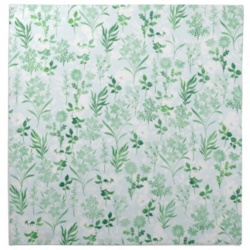 Green Flowers Painting Botanical  Cloth Napkin