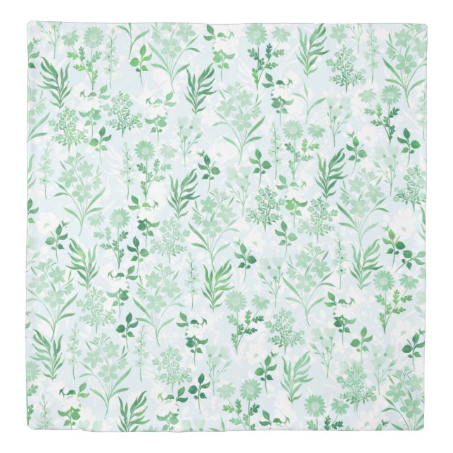 Green Flowers Painting Botanical  Duvet Cover (Front)