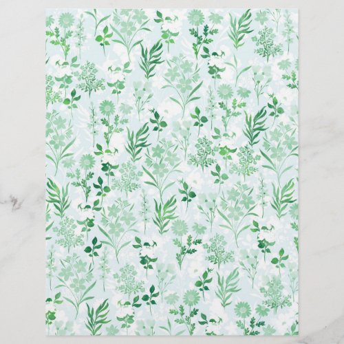 Green Flowers Painting Botanical  Letterhead