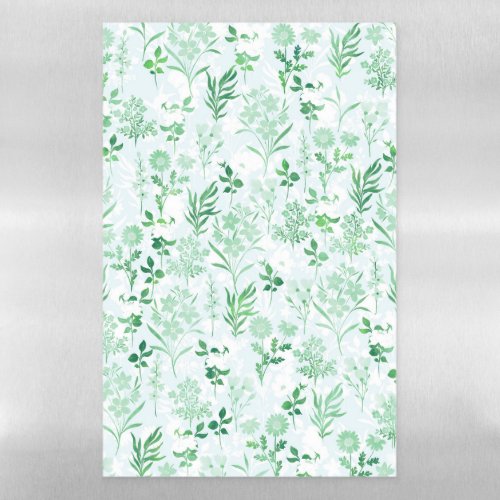 Green Flowers Painting Botanical  Magnetic Dry Erase Sheet