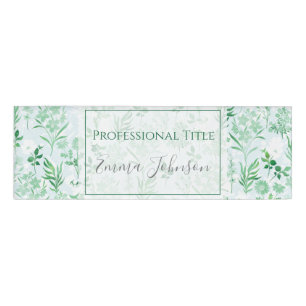 Green Flowers Painting Botanical Name Tag