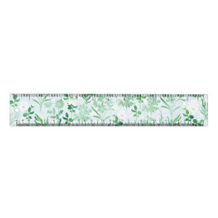 Green Flowers Painting Botanical  Ruler