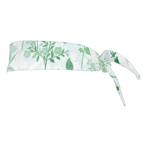 Green Flowers Painting Botanical  Tie Headband