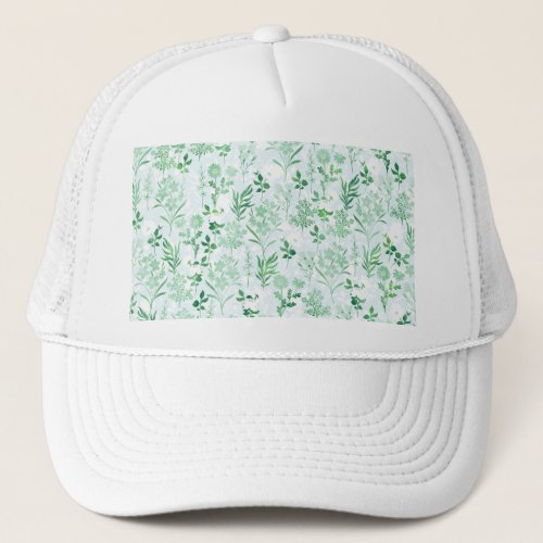 Green Flowers Painting Botanical  Trucker Hat
