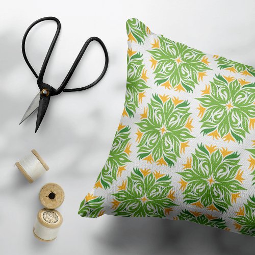 Green Flowers Pattern Of Flowers Floral Pattern Accent Pillow