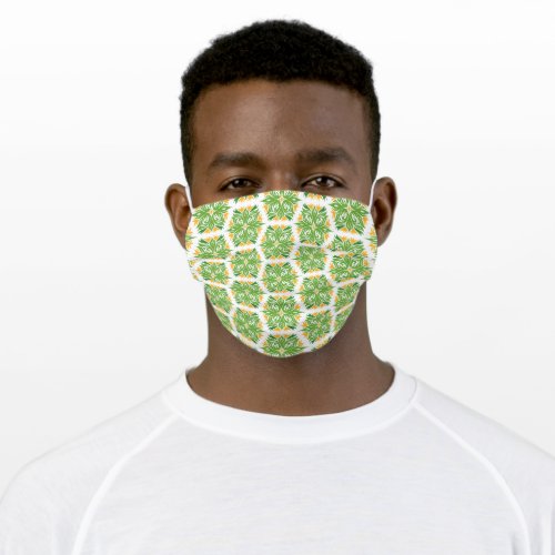 Green Flowers Pattern Of Flowers Floral Pattern Adult Cloth Face Mask