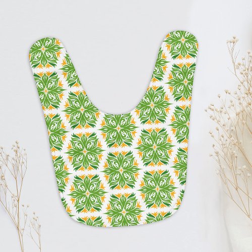 Green Flowers Pattern Of Flowers Floral Pattern Baby Bib