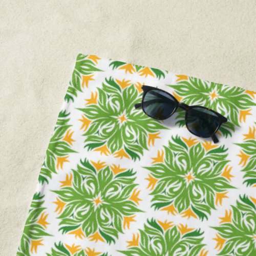 Green Flowers Pattern Of Flowers Floral Pattern Beach Towel