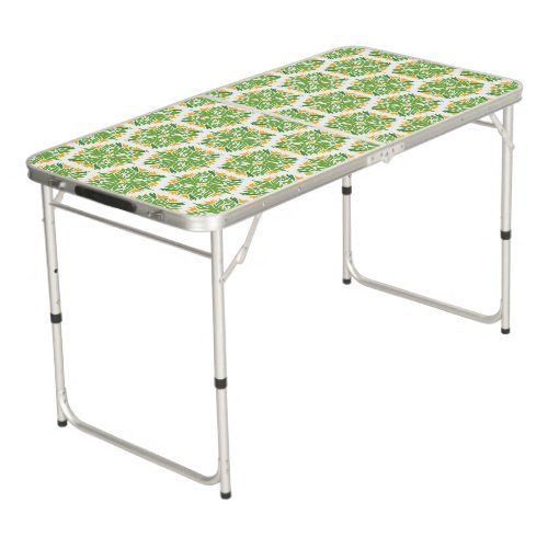 Green Flowers Pattern Of Flowers Floral Pattern Beer Pong Table