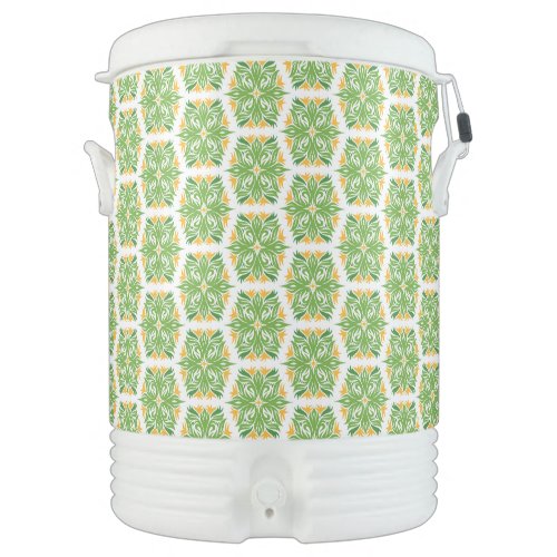 Green Flowers Pattern Of Flowers Floral Pattern Beverage Cooler