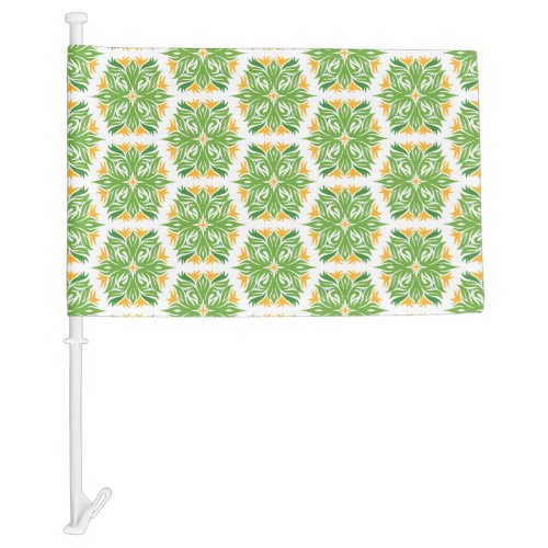 Green Flowers Pattern Of Flowers Floral Pattern Car Flag