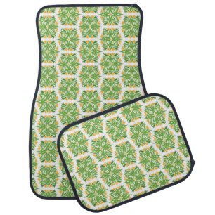Green Flowers, Pattern Of Flowers, Floral Pattern Car Floor Mat