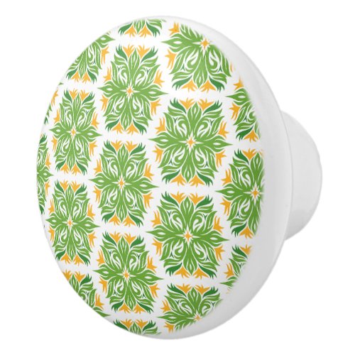 Green Flowers Pattern Of Flowers Floral Pattern Ceramic Knob