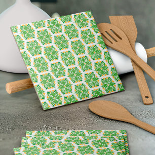 Green Flowers, Pattern Of Flowers, Floral Pattern Ceramic Tile
