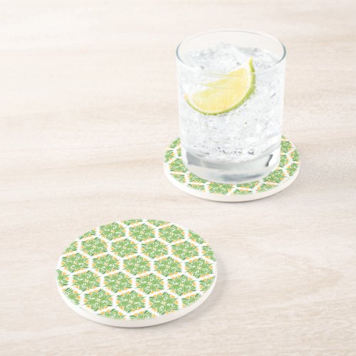 Green Flowers Pattern Of Flowers Floral Pattern Coaster