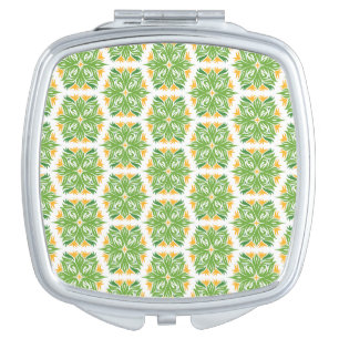 Green Flowers, Pattern Of Flowers, Floral Pattern Compact Mirror