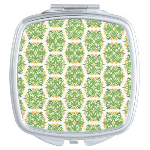 Green Flowers Pattern Of Flowers Floral Pattern Compact Mirror