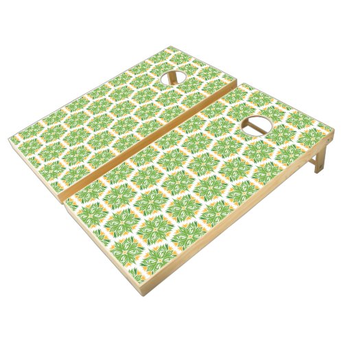 Green Flowers Pattern Of Flowers Floral Pattern Cornhole Set