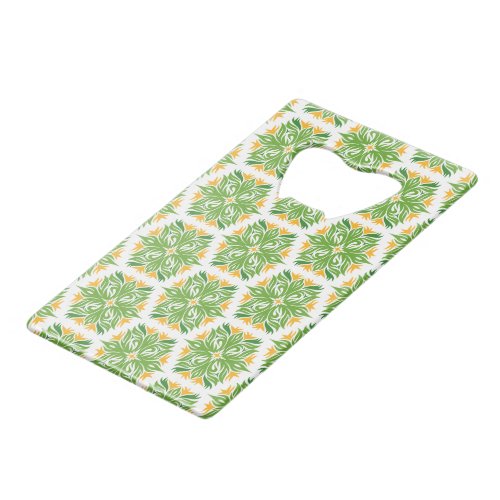 Green Flowers Pattern Of Flowers Floral Pattern Credit Card Bottle Opener