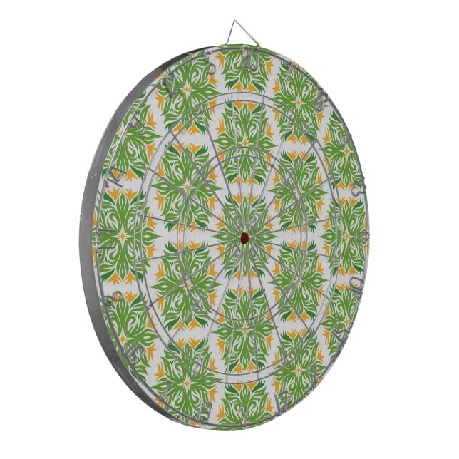 Green Flowers, Pattern Of Flowers, Floral Pattern Dart Board (Front Left)