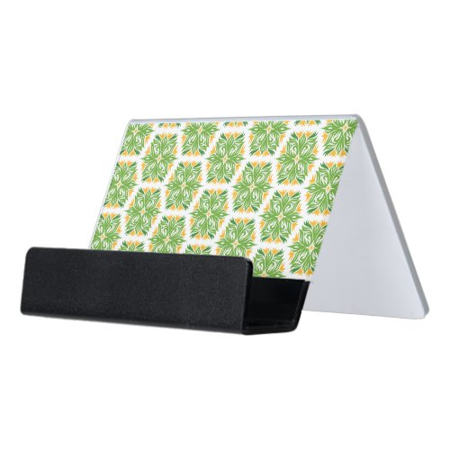 Green Flowers Pattern Of Flowers Floral Pattern Desk Business Card Holder