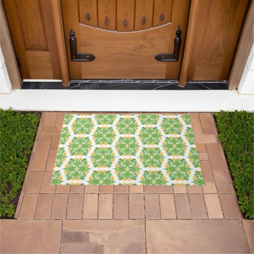 Green Flowers Pattern Of Flowers Floral Pattern Doormat