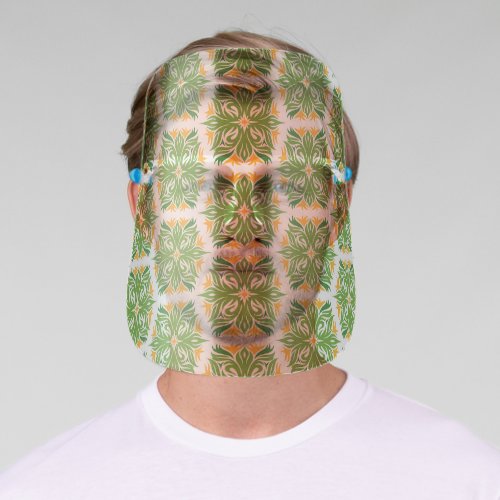 Green Flowers Pattern Of Flowers Floral Pattern Face Shield