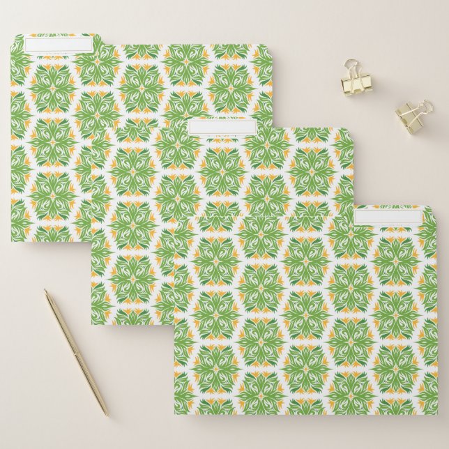 Green Flowers, Pattern Of Flowers, Floral Pattern File Folder (Set)