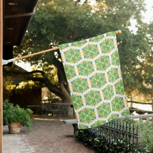 Green Flowers Pattern Of Flowers Floral Pattern House Flag