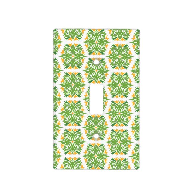 Green Flowers, Pattern Of Flowers, Floral Pattern Light Switch Cover (Front)