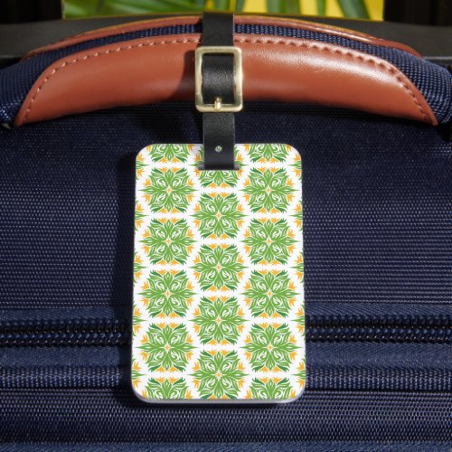 Green Flowers Pattern Of Flowers Floral Pattern Luggage Tag