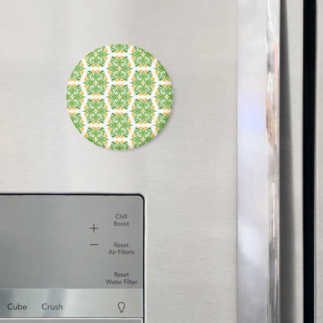Green Flowers, Pattern Of Flowers, Floral Pattern Magnet (In Situ (Fridge))