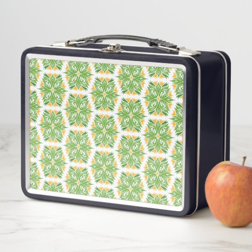 Green Flowers Pattern Of Flowers Floral Pattern Metal Lunch Box