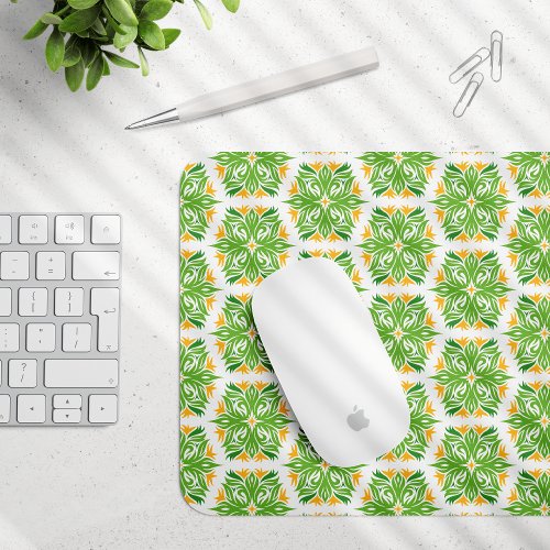 Green Flowers Pattern Of Flowers Floral Pattern Mouse Pad