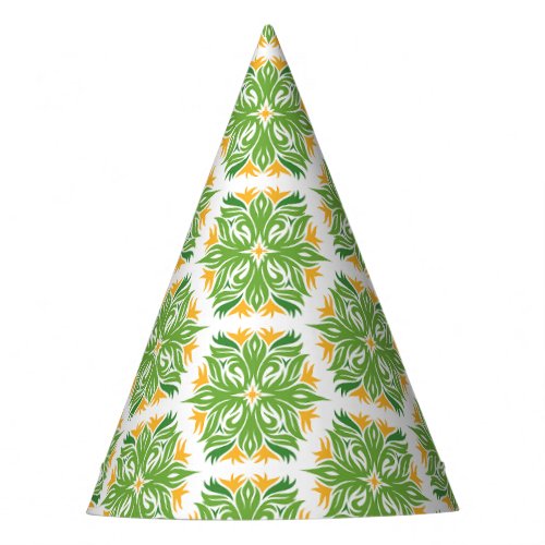 Green Flowers Pattern Of Flowers Floral Pattern Party Hat