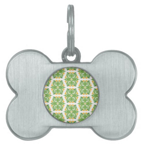 Green Flowers Pattern Of Flowers Floral Pattern Pet ID Tag