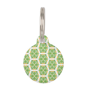 Green Flowers, Pattern Of Flowers, Floral Pattern Pet ID Tag