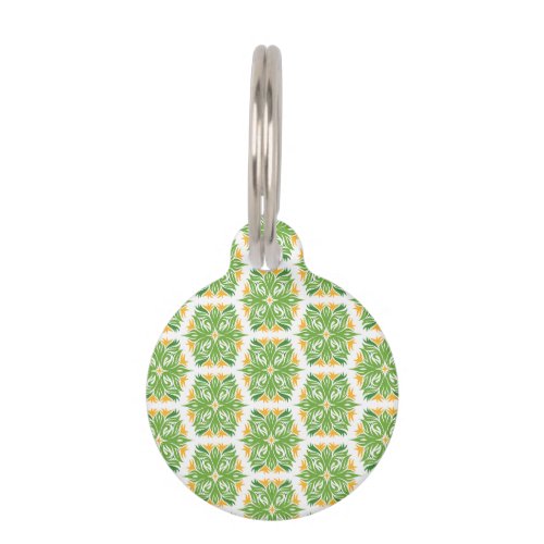 Green Flowers Pattern Of Flowers Floral Pattern Pet ID Tag