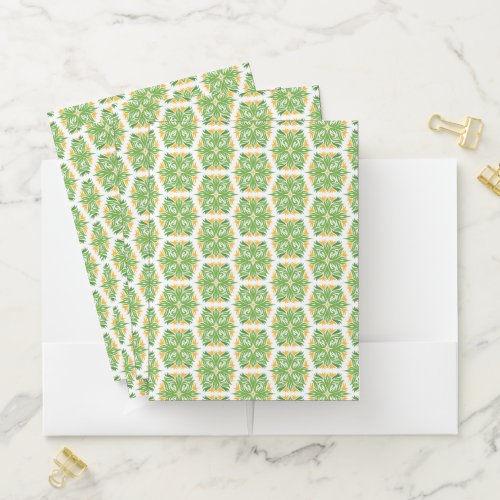 Green Flowers Pattern Of Flowers Floral Pattern Pocket Folder