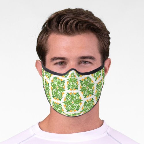 Green Flowers Pattern Of Flowers Floral Pattern Premium Face Mask