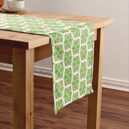 Green Flowers Pattern Of Flowers Floral Pattern Short Table Runner